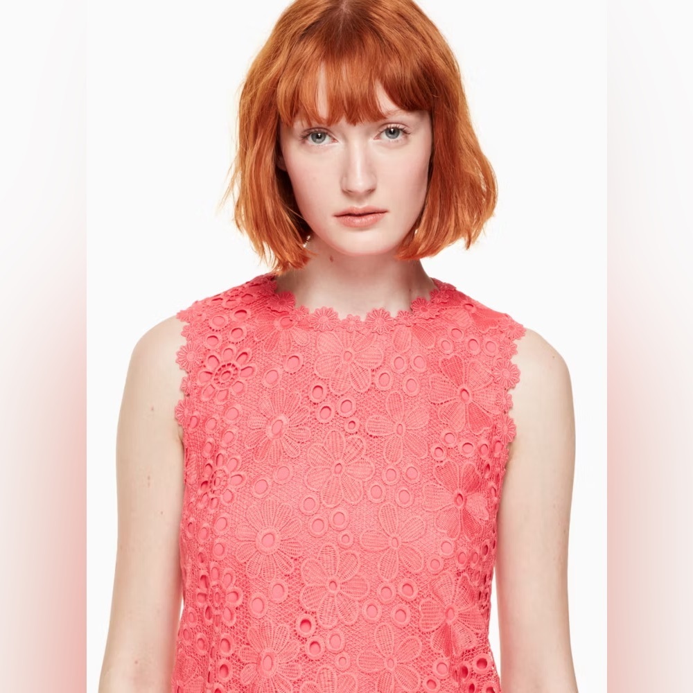 Kate Spade Shore Thing Lace Shift Dress Sleeveless Coral Peach Sherbet 8 Spring - Picture 2 of 11
